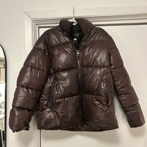 MANGO Chocolate Brown Puffer Jacket